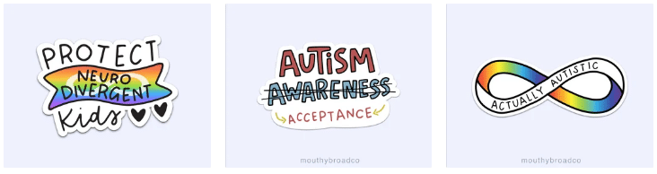 Autism stickers - awareness, acceptance, actually autistic.