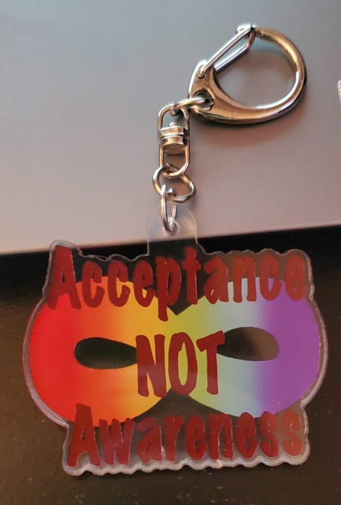 Autism acceptance NOT awareness keychain.