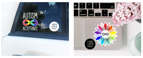 Autism acceptance car sticker and laptop sticker.