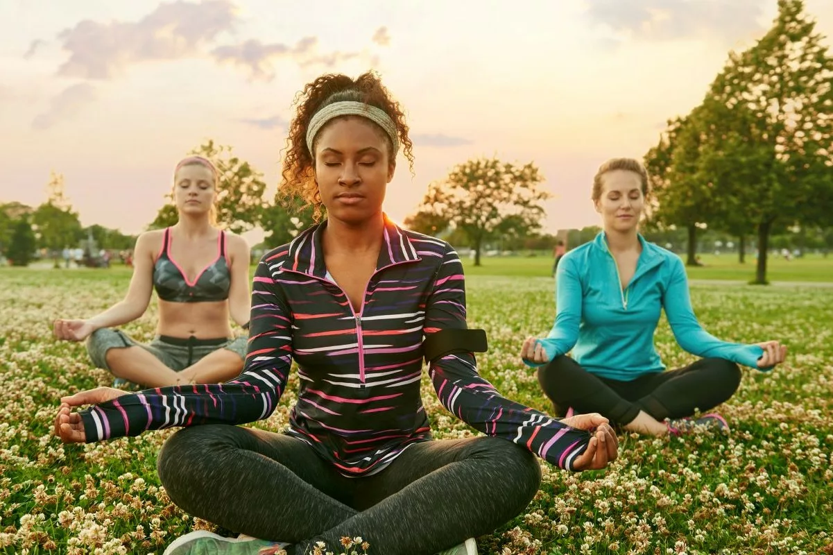 People doing mindfulness meditation at an anxiety treatment center.