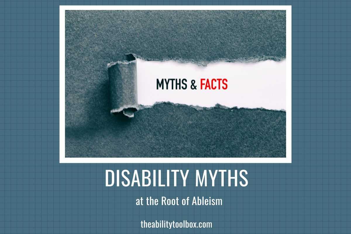 Disability Myths, Busted: Peeled piece of paper with the words "Myths and Facts" revealed underneath.