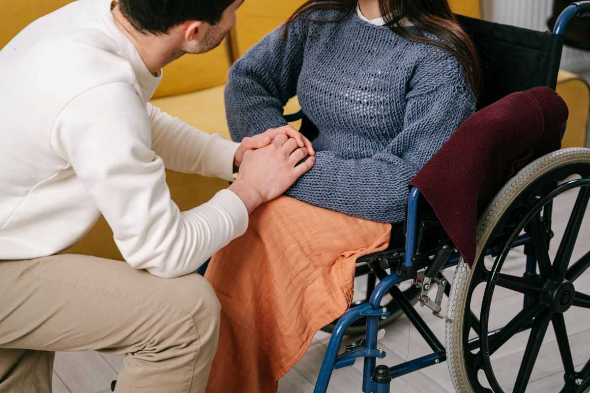 Woman using a wheelchair after becoming disabled due to a car accident.