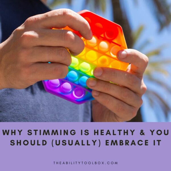 Why autism stimming is healthy and you should usually embrace it. Man playing with a bubble fidget toy.