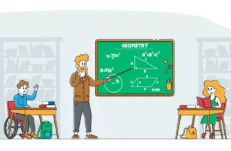 Drawing of classroom including a child in a wheelchair.