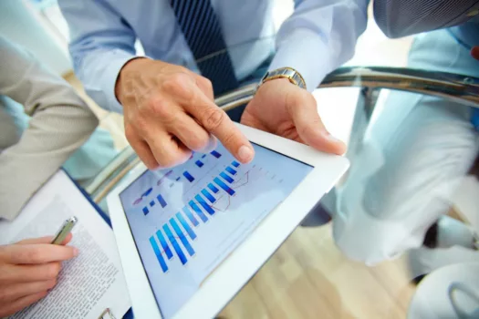 Investment advisor working with a medical professional.