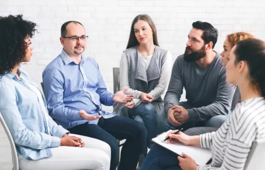 Addiction recovery support group.