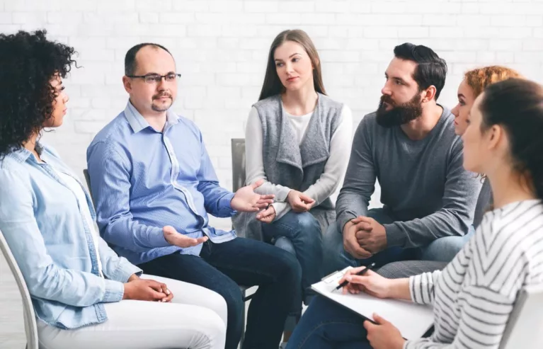 Addiction recovery support group.