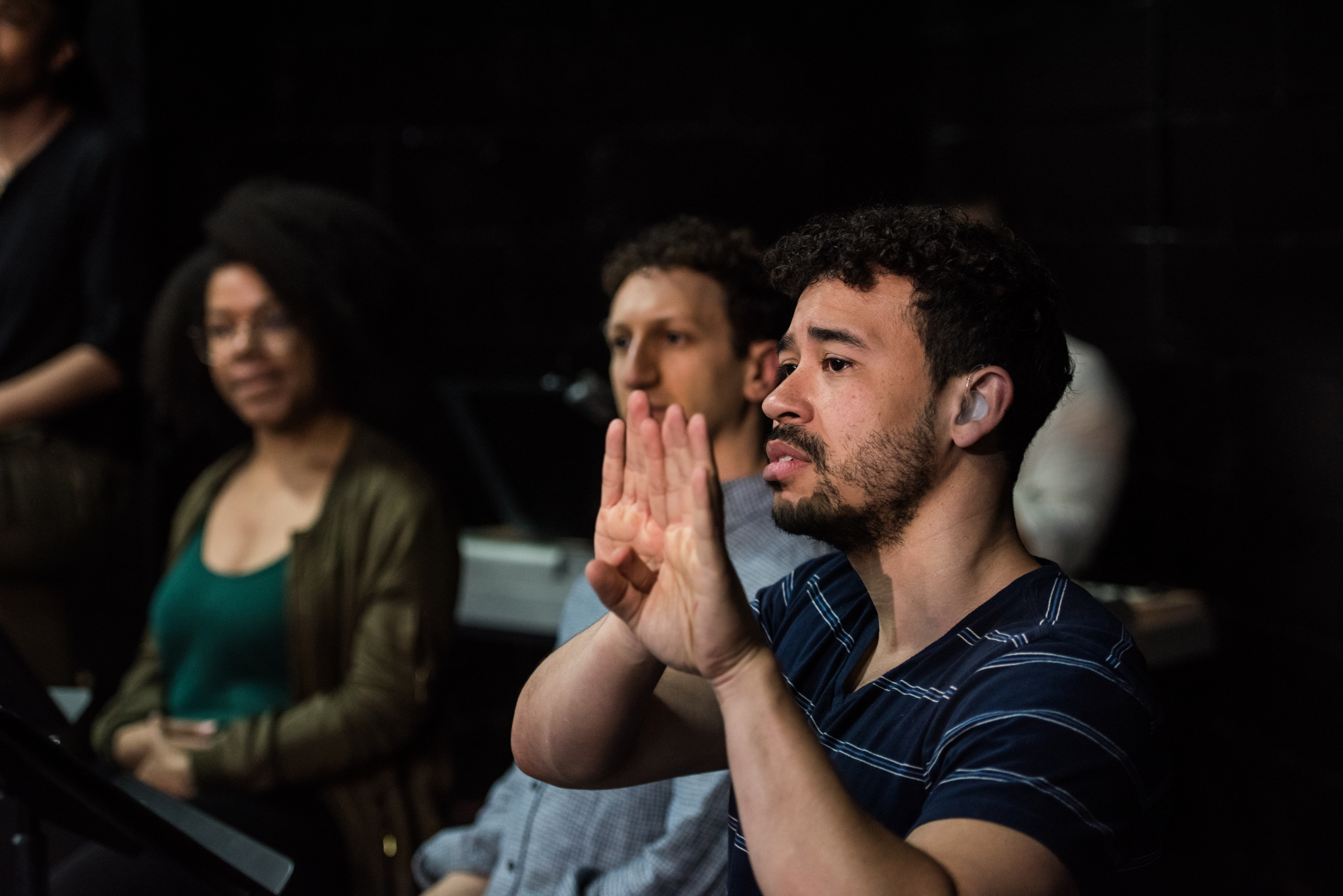 Dickie Hearts rehearsing with the cast of "Stepchild."