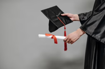 Graduation cap and gown.
