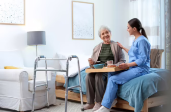 Senior man and caregiver.