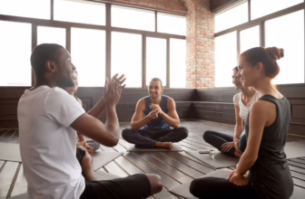 Mindfulness yoga group in rehab.