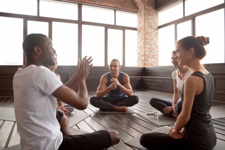 Mindfulness yoga group in rehab.