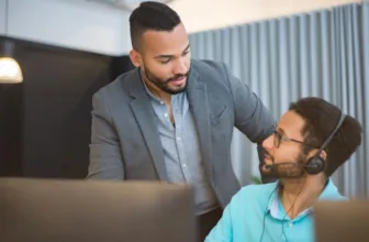 Coworkers supporting each other.