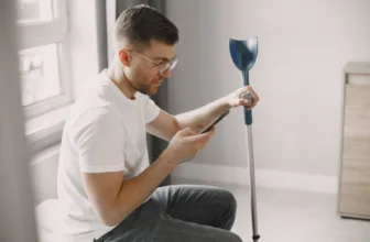 Man with a forearm crutch.