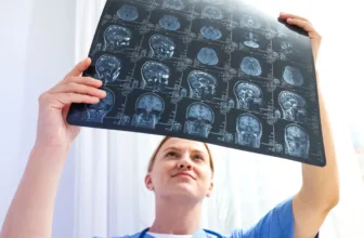 Doctor looking at MRI results.