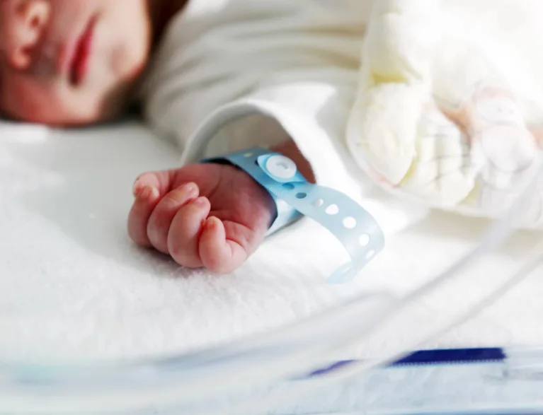Infant in hospital.