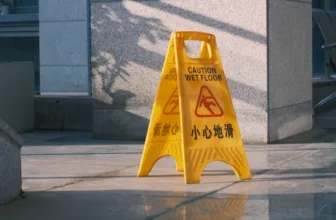 Caution wet floor sign.