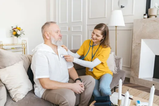 Senior receiving in-home care.