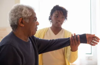 Man doing therapy after stroke.